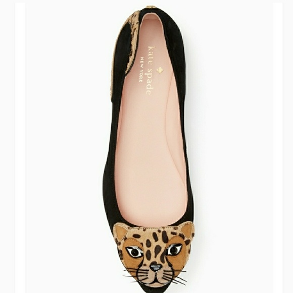 NIB Kate Spade Fur & Suede Leopard Kitty Flats - Picture 2 of 8